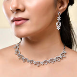 Sparkling Elegance Gleaming Blossom American Diamond Necklace Set