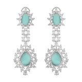 Sparkling Elegance Dazzling Turquoise American Diamond Maang Tikka Set