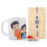 Evil Eye Rakhi Gift Set with Printed Mug for Brother