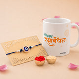 Evil Eye Rakhi Gift Set with Printed Mug for Brother