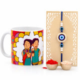 Evil Eye Rakhi Gift Set for Brother with Printed Coffee Mug