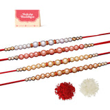 Set of 4  Pearl Beads Embellished Flamboyant Rakhi | Voylla Rakhi