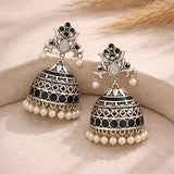 Rangabati Black Enamel Embellished Earrings