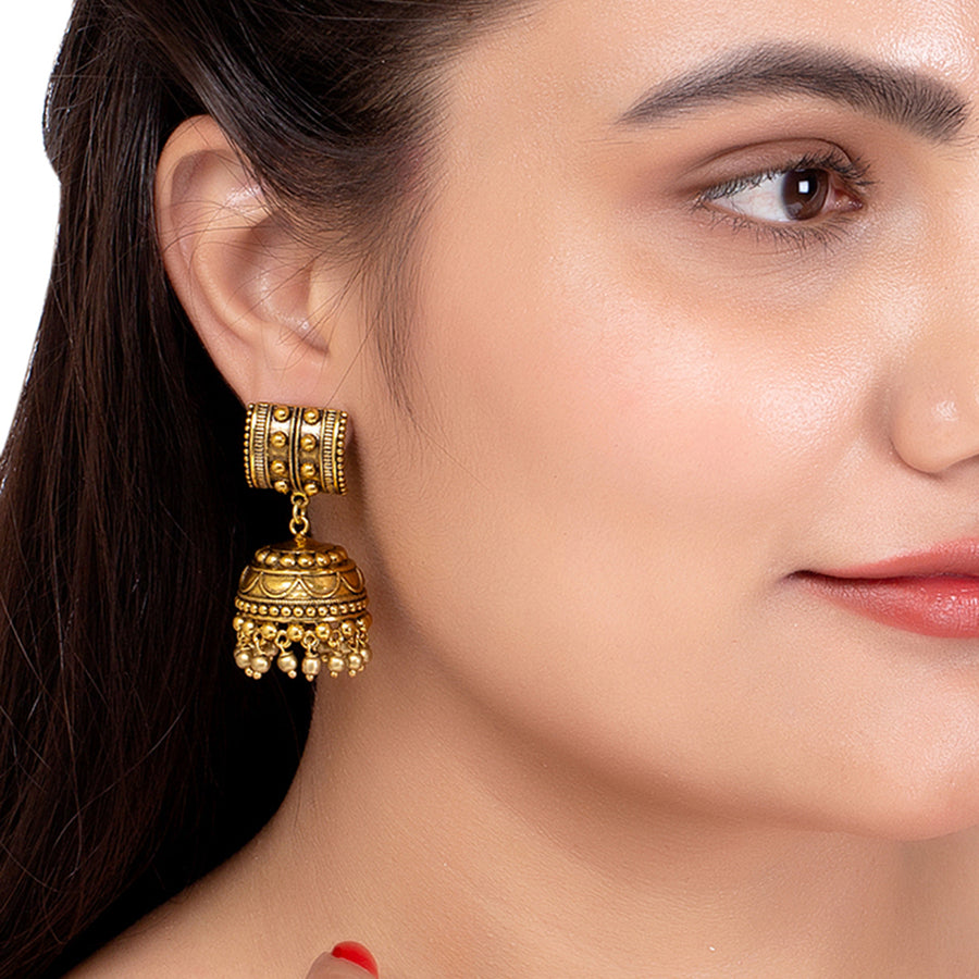Rava Ball Oxidized Jhumka Style Earrings