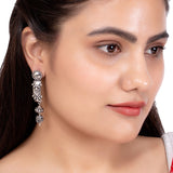 Rava Ball Long Silver Oxidized Earrings
