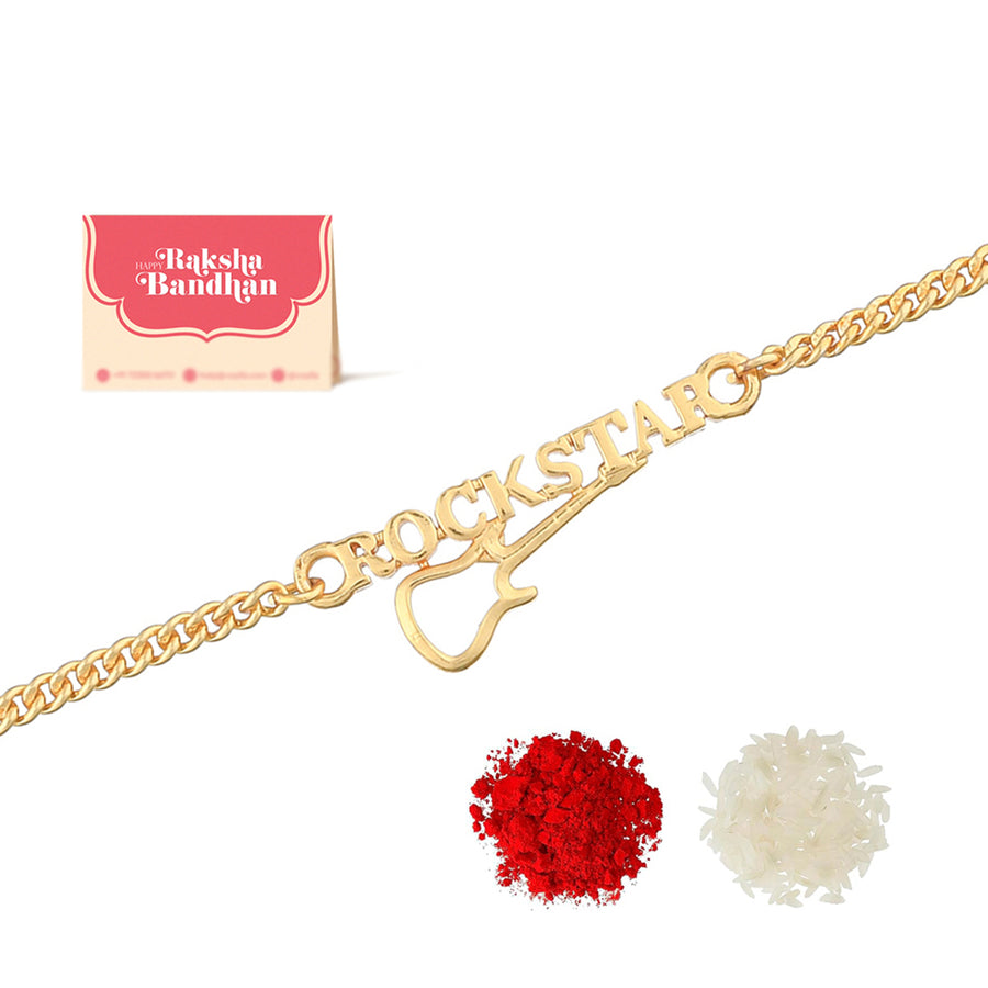 Gold Tone ROCKSTAR Rakhi | Voylla Rakhi