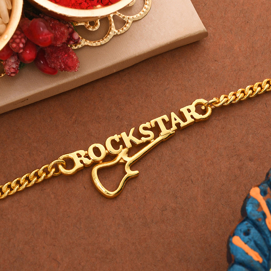 Gold Tone ROCKSTAR Rakhi | Voylla Rakhi