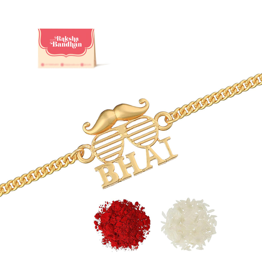 Bhai Gold Tone Bracelet Style Rakhi | Voylla Rakhi
