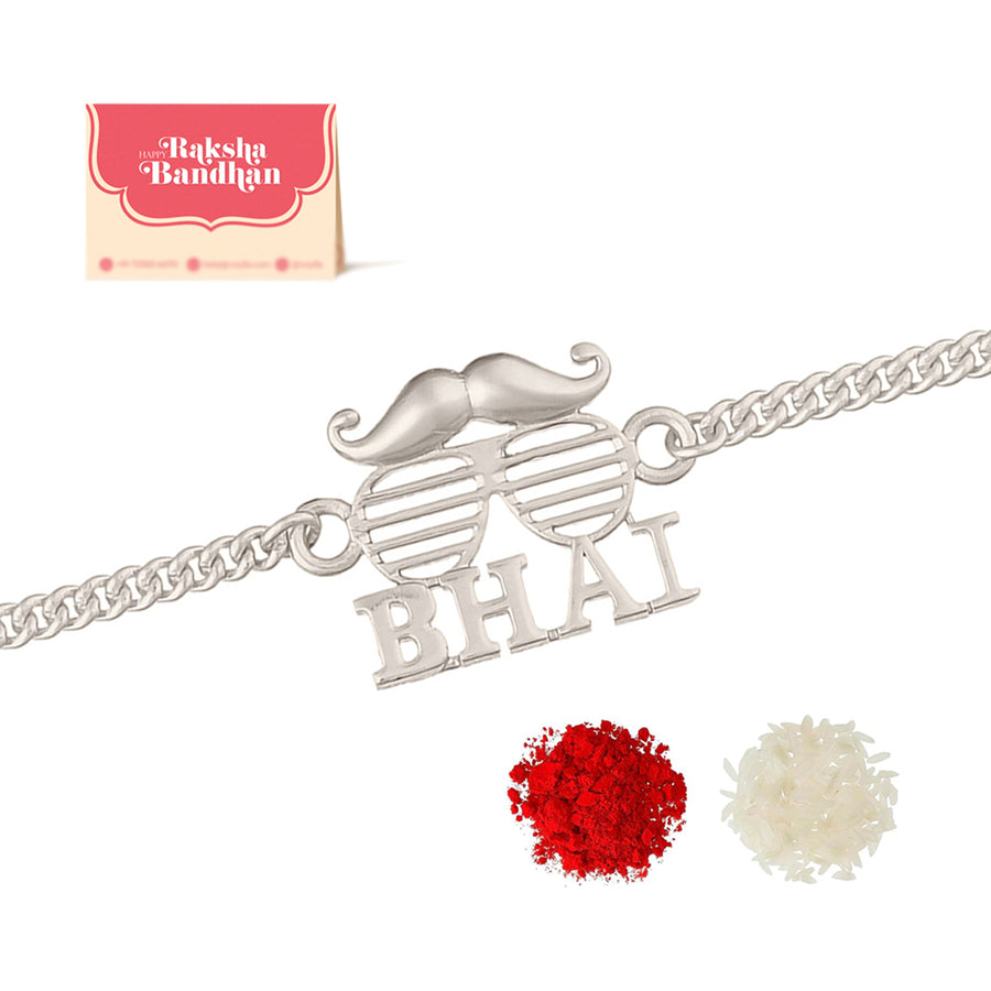 Exclusive Silver Plated BHAI Bracelet Style Rakhi | Voylla Rakhi