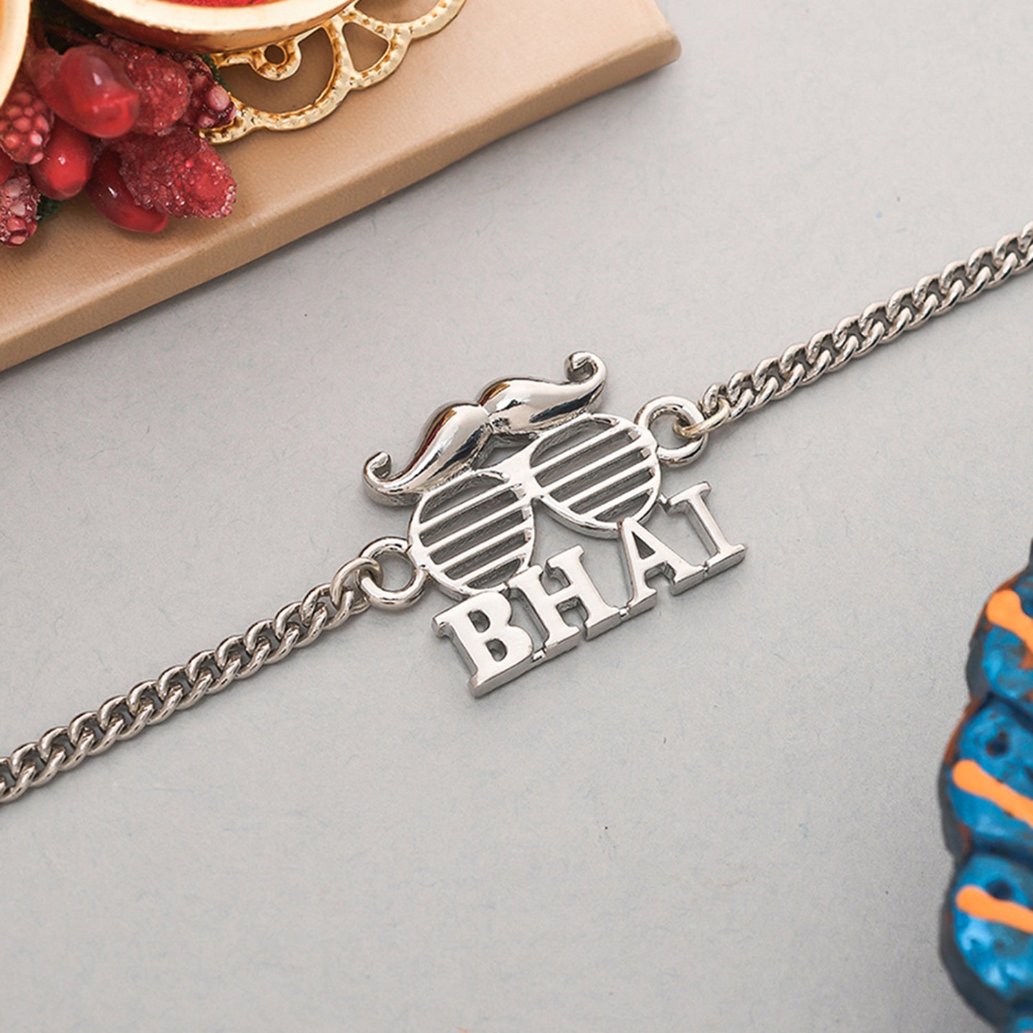 Exclusive Silver Plated BHAI Bracelet Style Rakhi | Voylla Rakhi