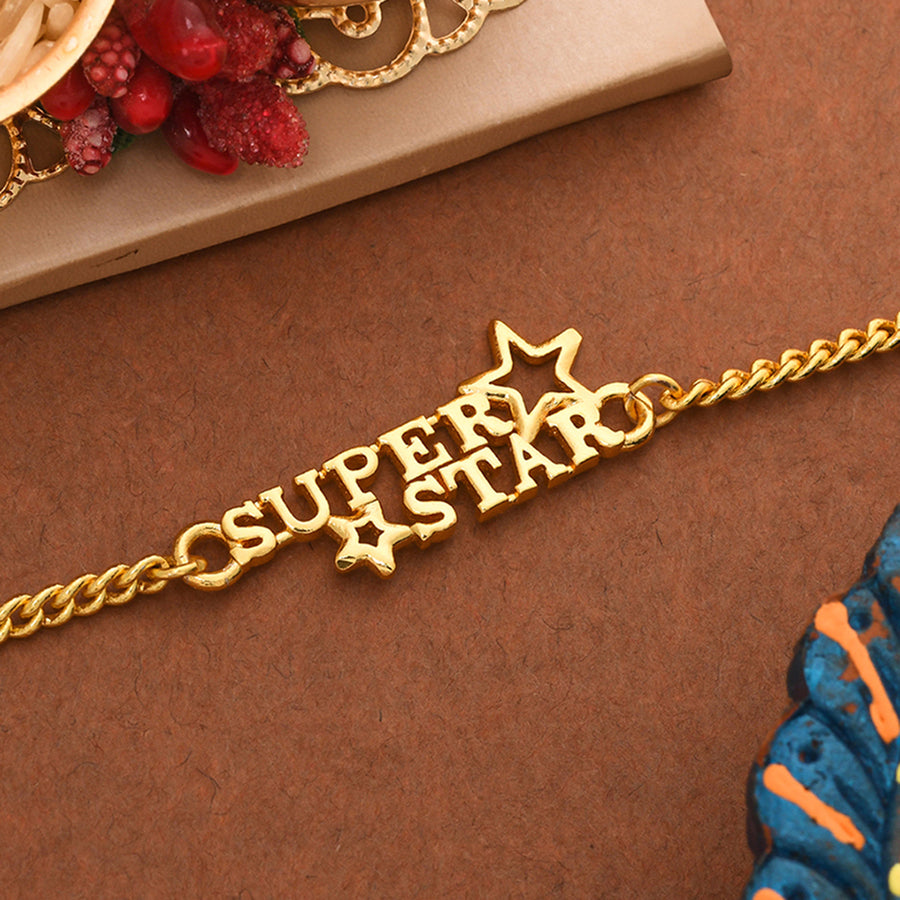 Super Star Gold Tone Bracelet Style Rakhi | Voylla Rakhi