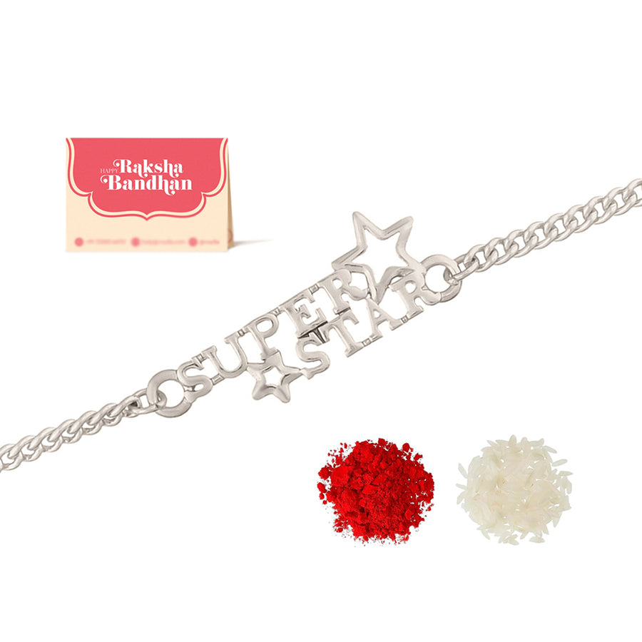 Stylish Silver Plated Super Star Bracelet Rakhi | Voylla Rakhi