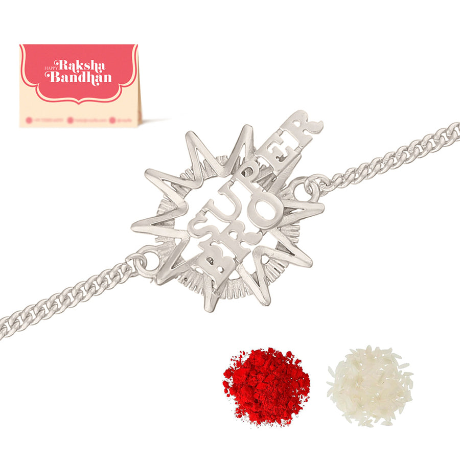 Stylish Super Bro Silver Plated Bracelet Rakhi | Voylla Rakhi