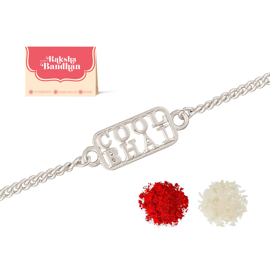 Silver Tone Cool Bhai Bracelet Style Rakhi | Voylla Rakhi