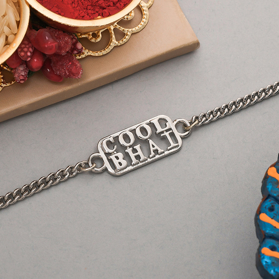 Silver Tone Cool Bhai Bracelet Style Rakhi | Voylla Rakhi