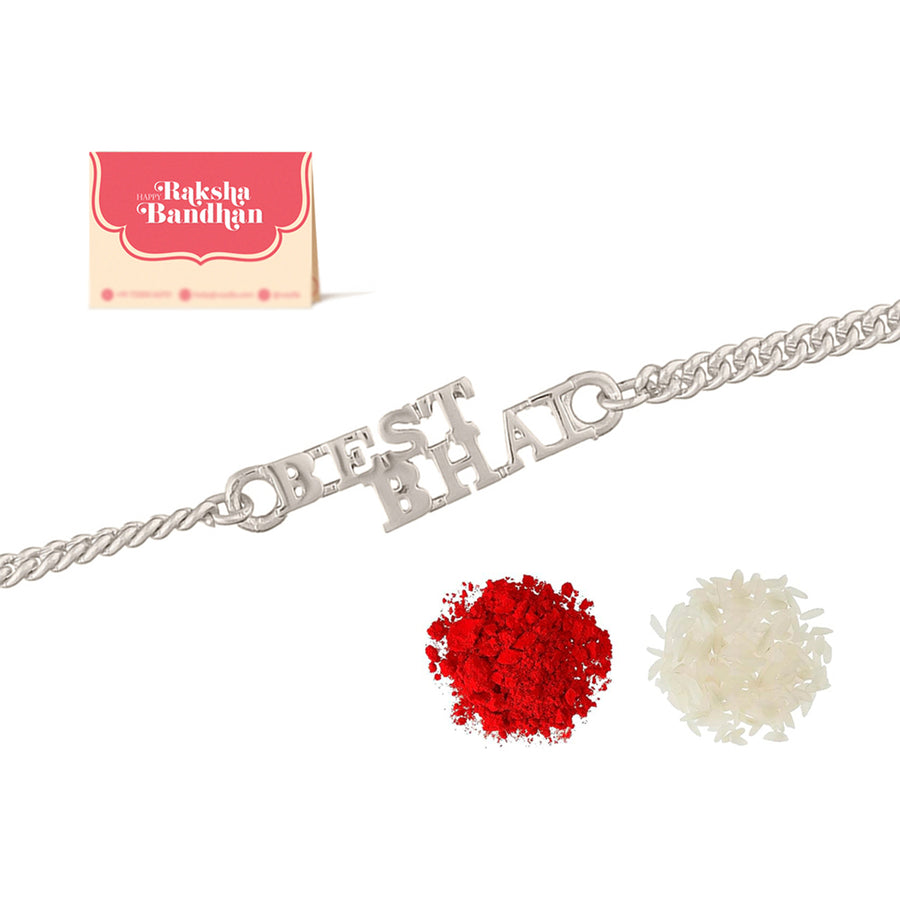 Silver Tone Best Bhai Bracelet Style Rakhi | Voylla Rakhi