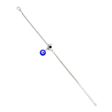 Evil Eye Hanging Bead With Shiva Moon Silver Oxidized Bracelet