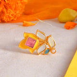 Forever More Floral Pink Stone and Pearl Ring