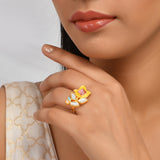 Forever More Floral Pink Stone and Pearl Ring