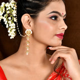 Aradhana Roshini Long Drop Jhumka With Ear Chain