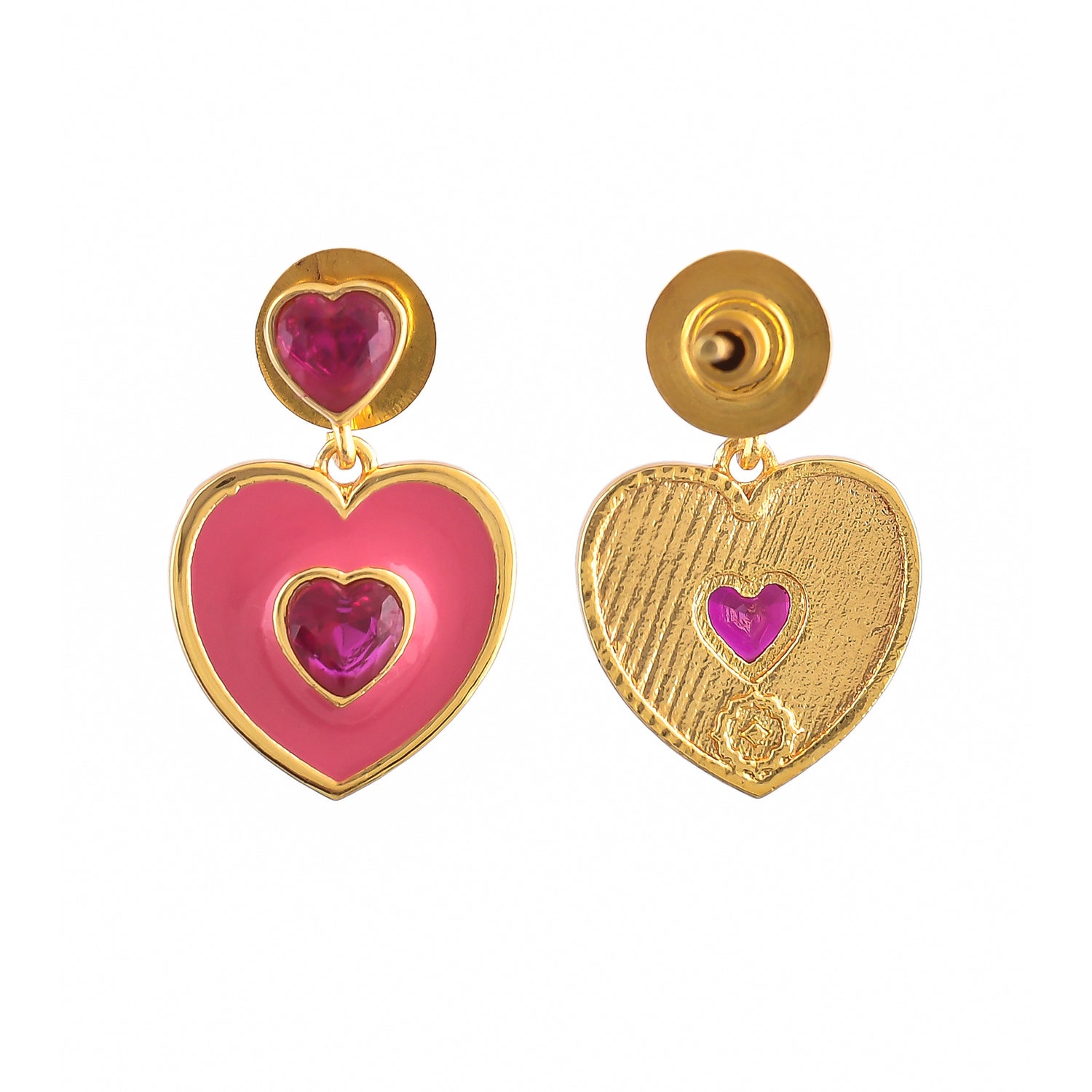 Pink Heart Drop Earrings — Andrea Bethke
