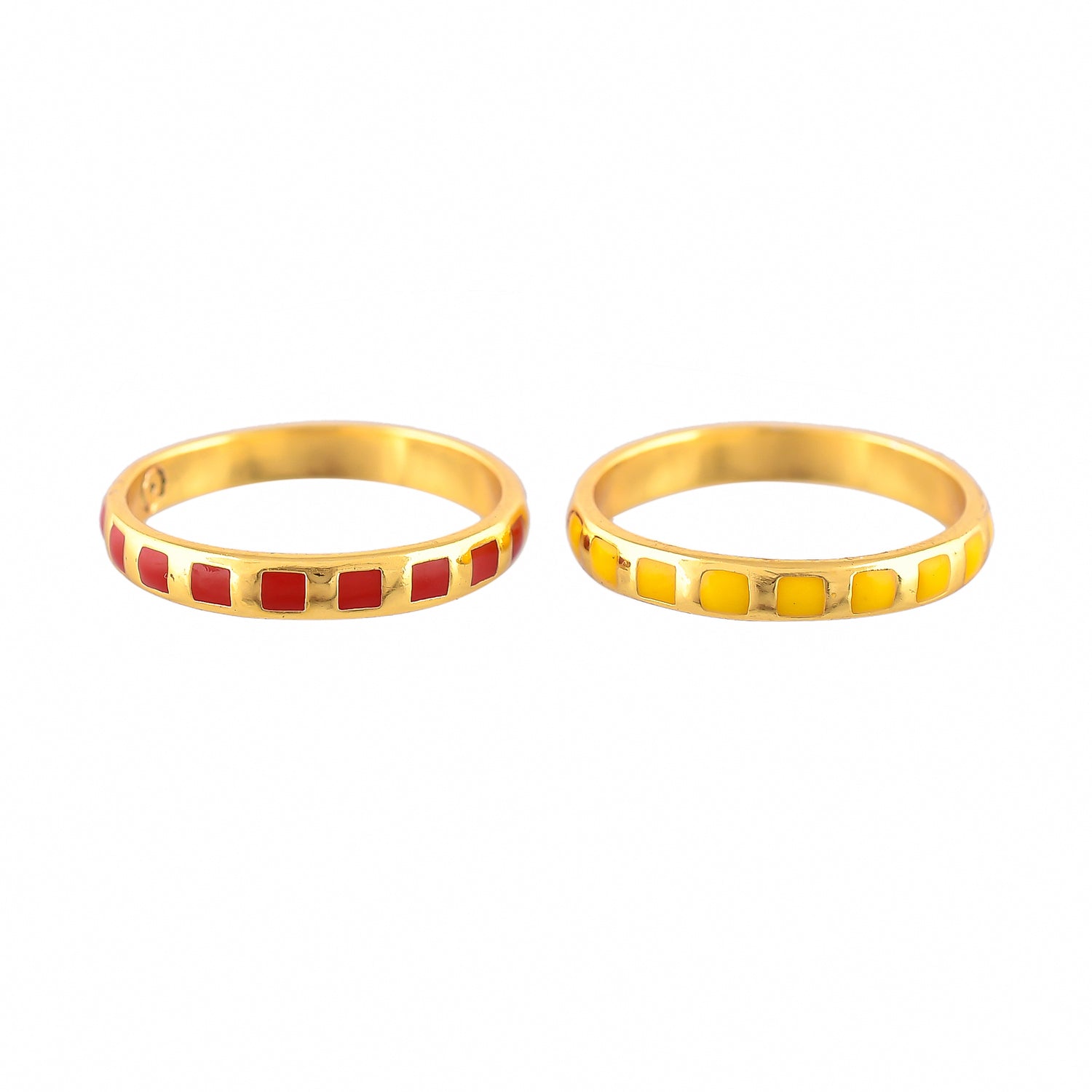 Valentine's Day Check Enamel Stackable Rings