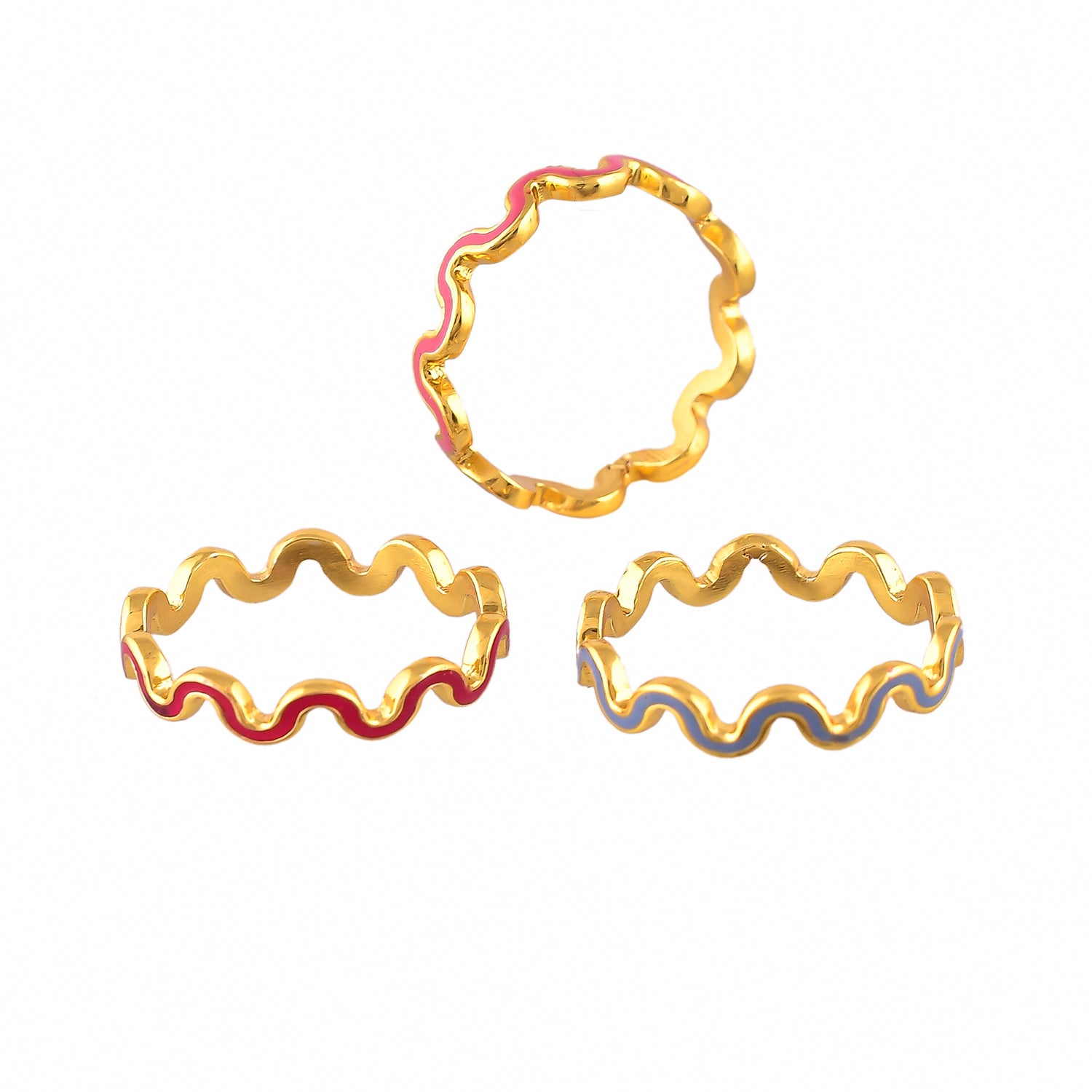 Valentine's Day Wavy Enamel Stackable Rings