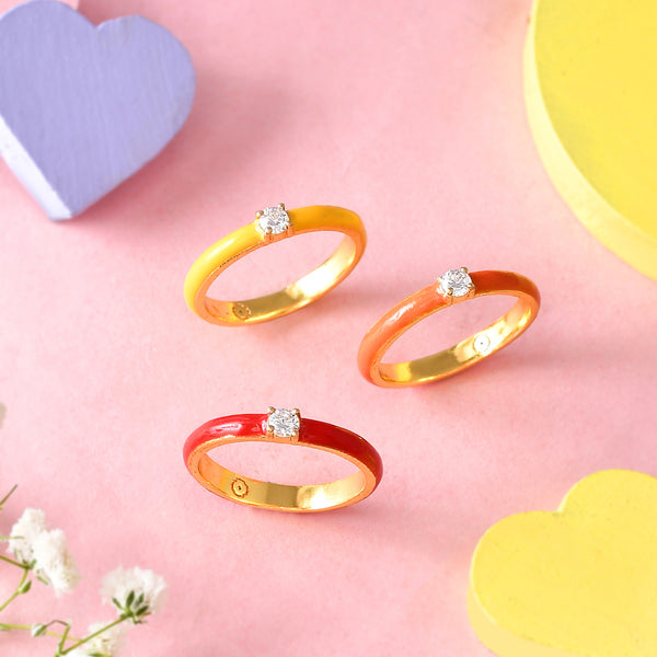 Valentine's Day Studded Borderless Enamel Stackable Rings – VOYLLA