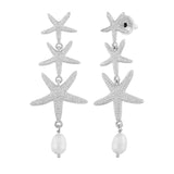Hawaii Starfish Dangler Silver Earrings