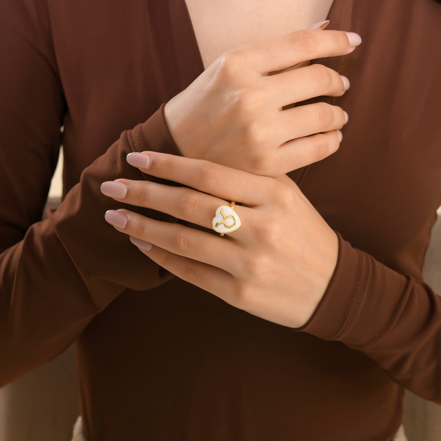 Voylla Zodiac Taurus Enamel Ring Brass Gold Plated Ring