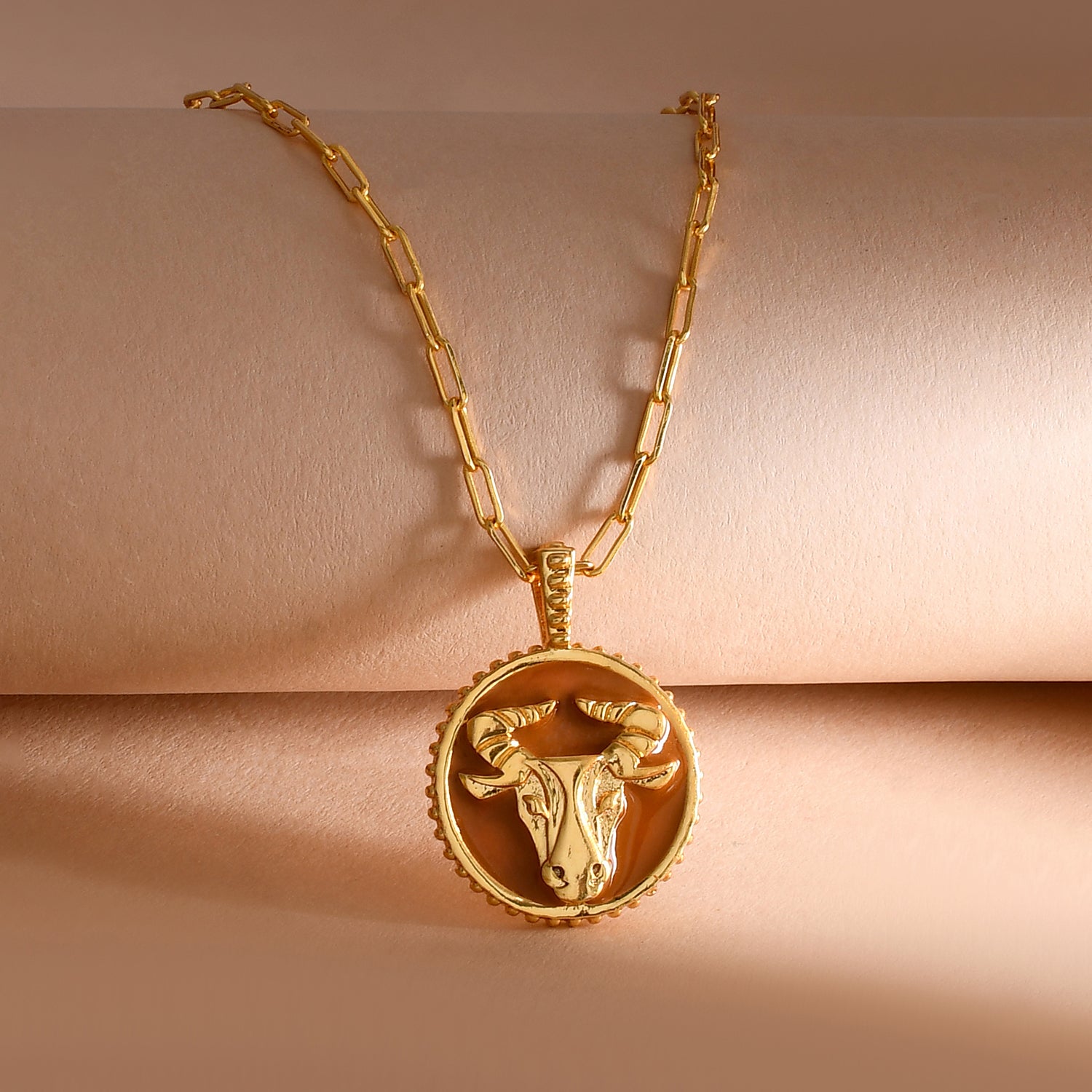 Zodiac Taurus And Evil Eye Reversible Pendant - Main Image