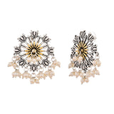 Qasbah Padma Oxidised Two Tone Earring