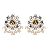 Qasbah Padma Oxidised Two Tone Earring