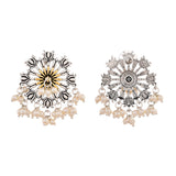 Qasbah Padma Oxidised Two Tone Earring