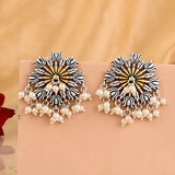 Qasbah Padma Oxidised Two Tone Earring