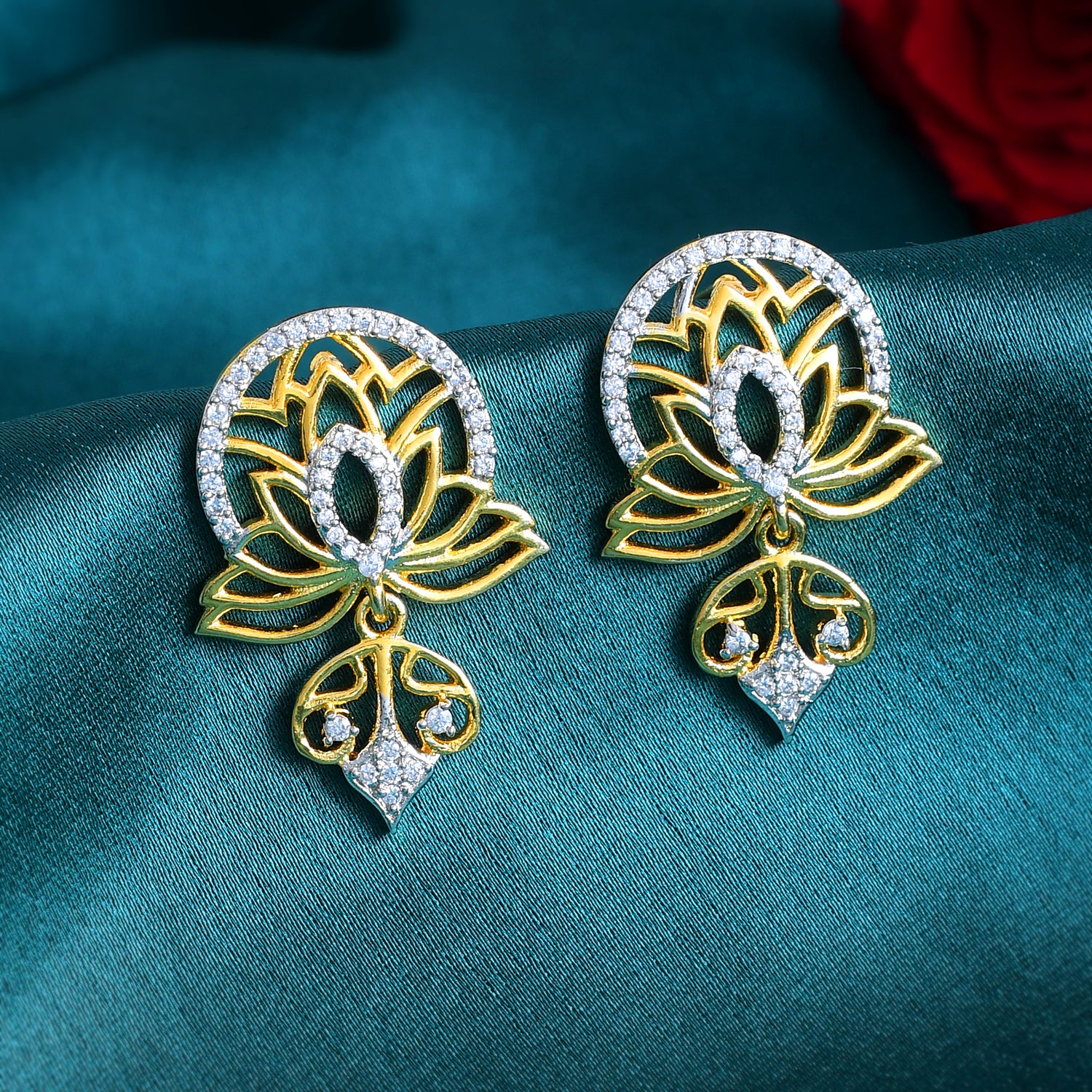 Alpana Divine Lotus Drop Earrings - Main Image