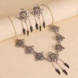 Boho Tribe Flora Oxidised Necklace set For Women
