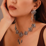 Boho Tribe Flora Oxidised Necklace set For Women
