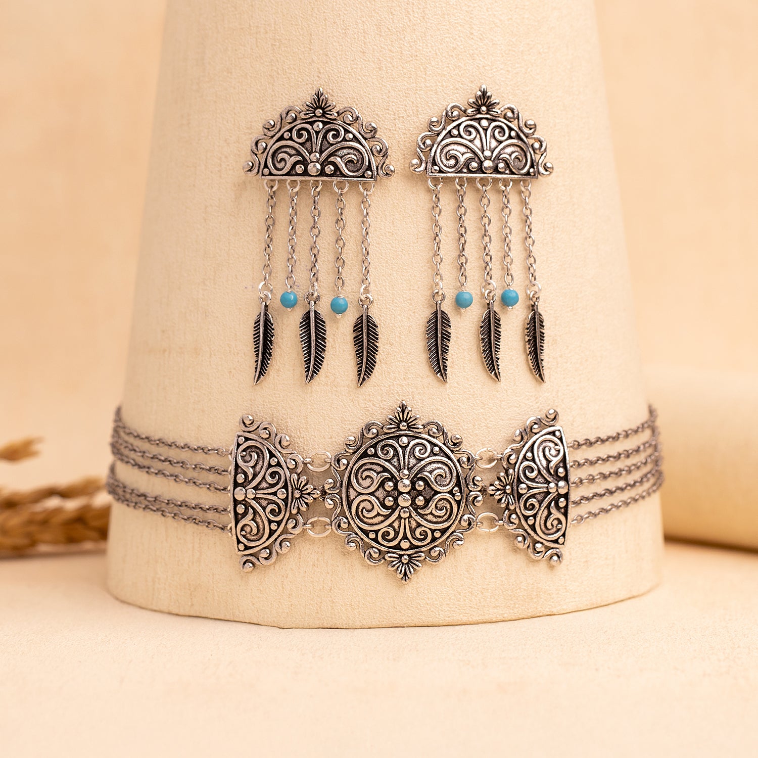 Boho Tribe Nomadic Oxidised Choker Necklace Set – VOYLLA