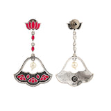 Madhubani Phoolkari Fables Oxidised Enamel Earrings