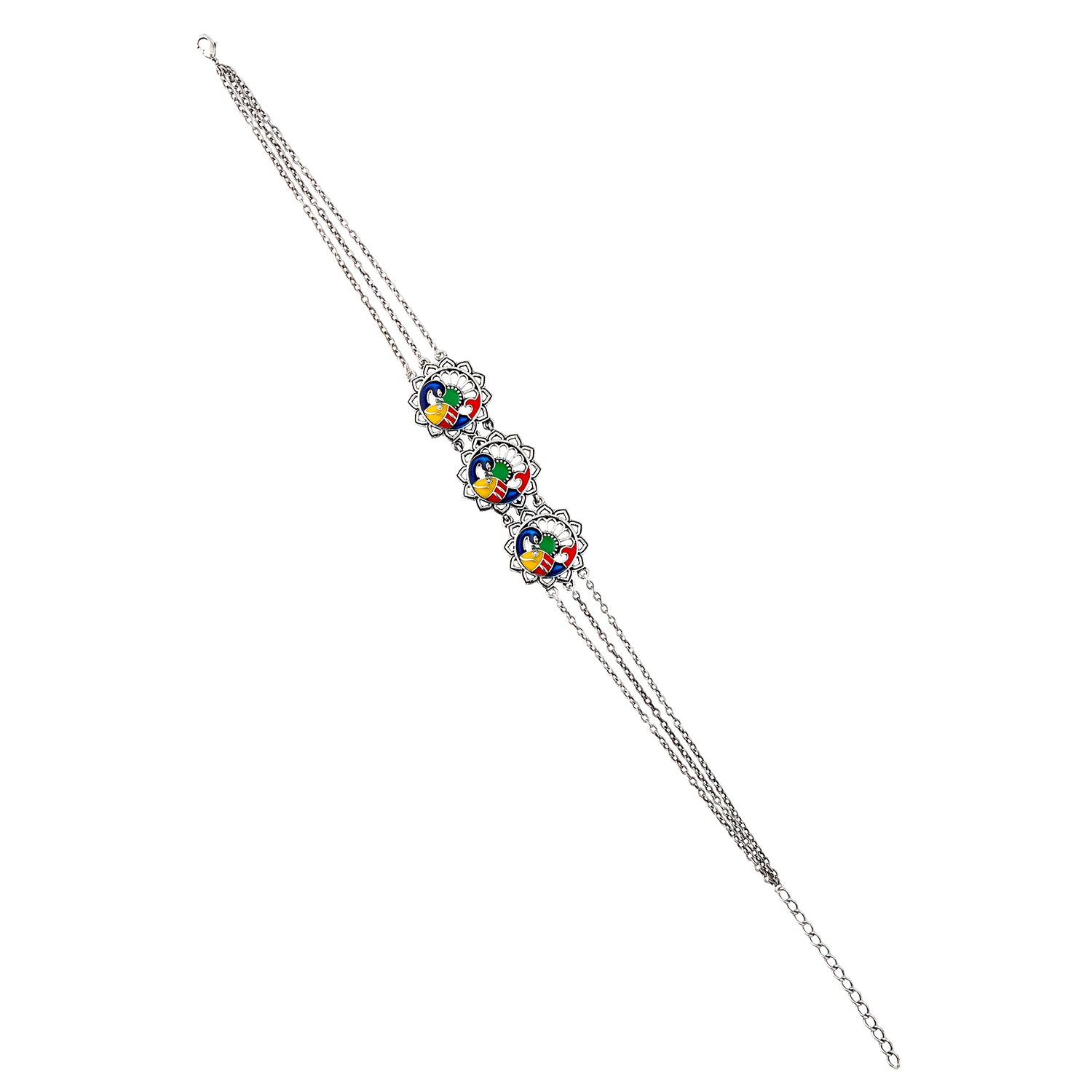 Madhubani Matsya Mayur Oxidised Enamel Choker Necklace Set