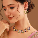 Gota Patti Jamuni Panna Haar Necklace Set