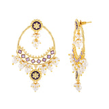 Gota Patti Shahi Meena Chandbali Earrings