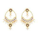 Gota Patti Shahi Meena Chandbali Earrings