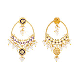 Gota Patti Shahi Meena Chandbali Earrings
