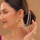 Shahi Dwar Royal Pearl Jhumka Earrings with Chain