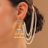 Shahi Dwar Royal Pearl Jhumka Earrings with Chain