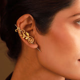 Vines Fleur Vein Sterling Silver Cuff Earrings