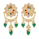 Navratan Chandra Pearl Dangle Chandbali Earrings