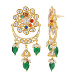 Navratan Chandra Pearl Dangle Chandbali Earrings